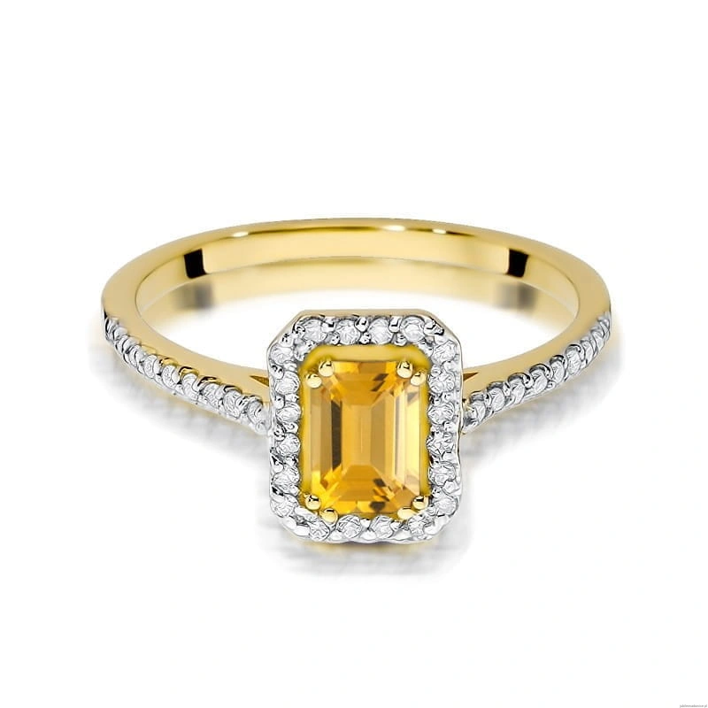 Pierścionek W403 Cytryn 0,60ct żółte złoto