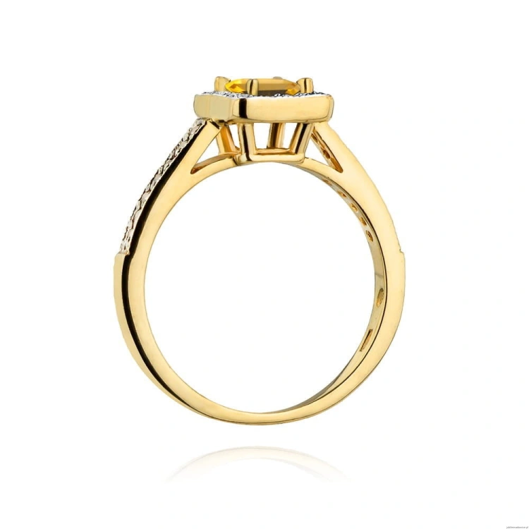 Pierścionek W403 Cytryn 0,60ct żółte złoto