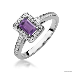 Pierścionek W422 Ametyst 0,50ct białe złoto