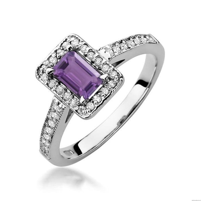 Pierścionek W422 Ametyst 0,50ct białe złoto