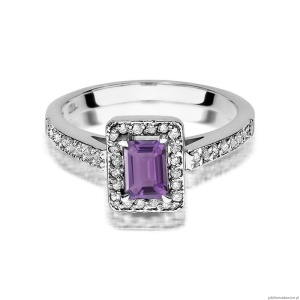 Pierścionek W422 Ametyst 0,50ct białe złoto