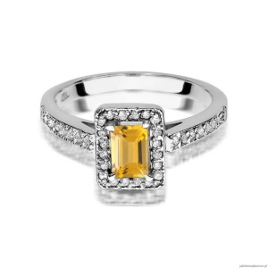Pierścionek W422 Cytryn 0,60ct białe złoto