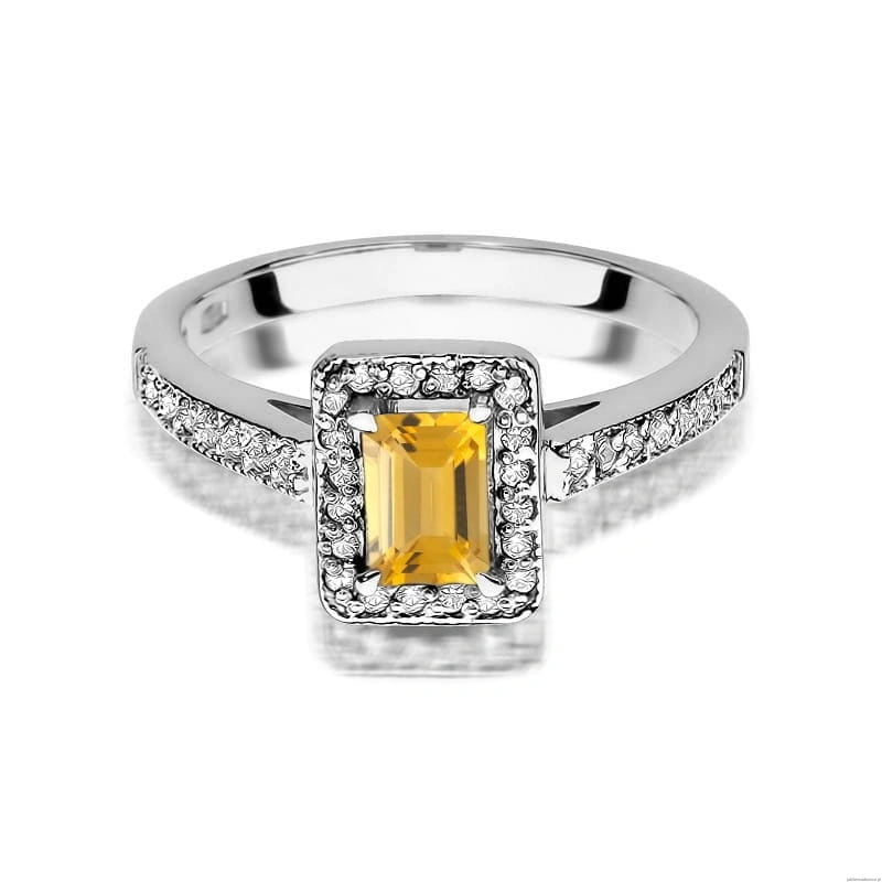 Pierścionek W422 Cytryn 0,60ct białe złoto