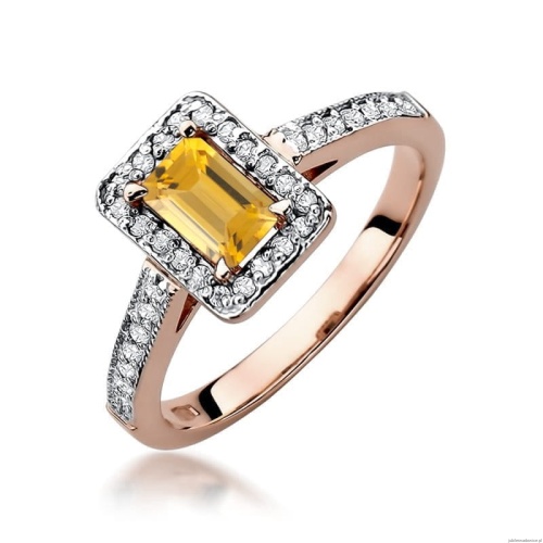 Pierścionek W422 Cytryn 0,60ct różowe złoto