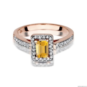 Pierścionek W422 Cytryn 0,60ct różowe złoto
