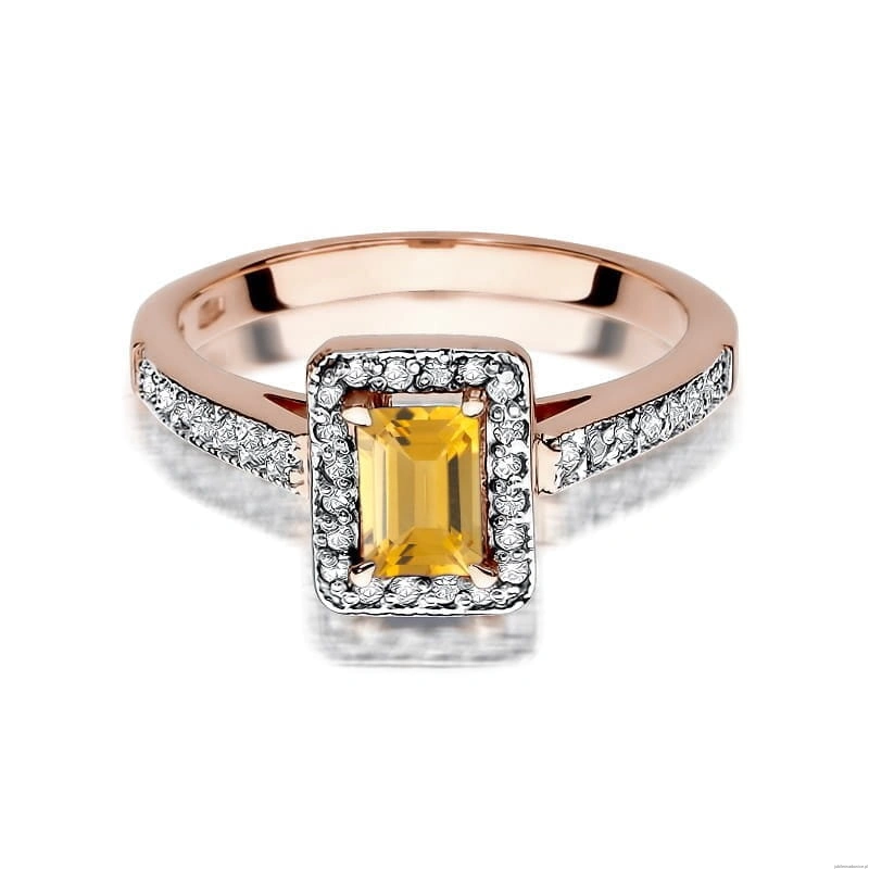 Pierścionek W422 Cytryn 0,60ct różowe złoto