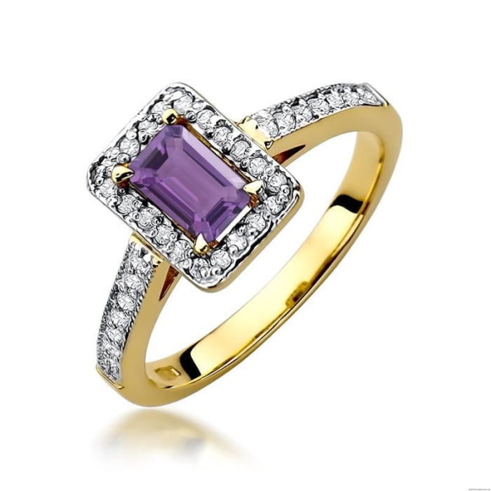 Pierścionek W422 Ametyst 0,50ct żółte złoto