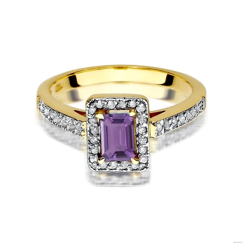 Pierścionek W422 Ametyst 0,50ct żółte złoto