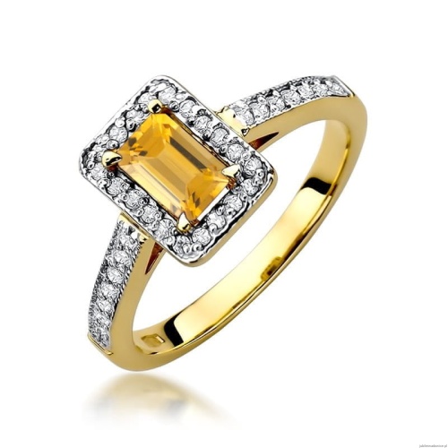Pierścionek W422 Cytryn 0,60ct żółte złoto