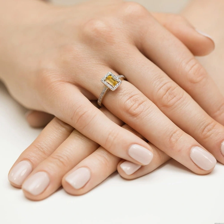 Pierścionek W422 Cytryn 0,60ct żółte złoto