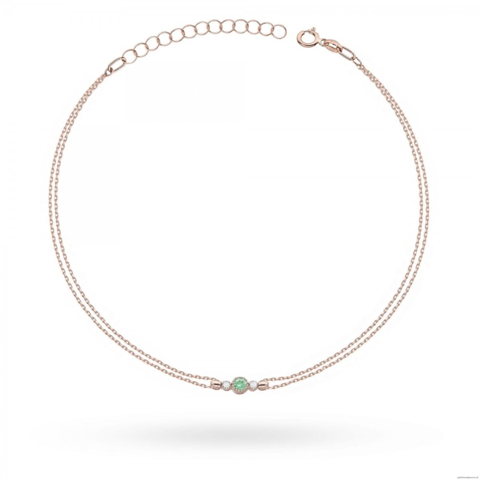 Bransoletka B005 Szmaragd 0,15ct różowe złoto