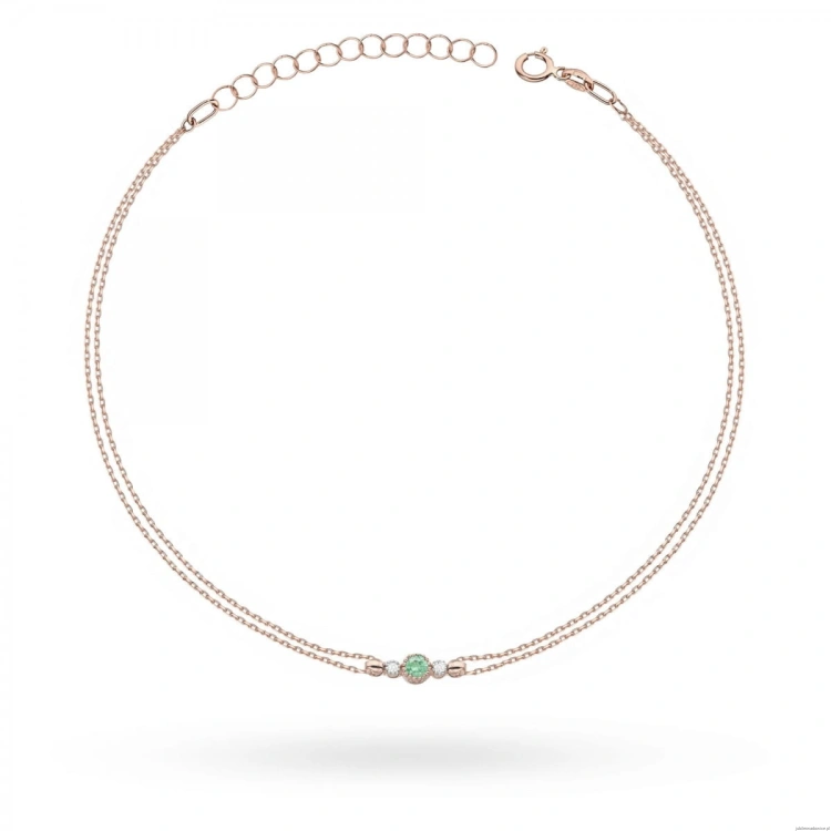 Bransoletka B005 Szmaragd 0,15ct różowe złoto