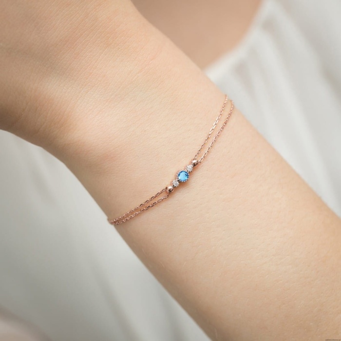 Bransoletka B005 Topaz 0,15ct różowe złoto