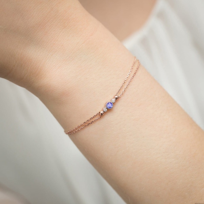 Bransoletka B005 Tanzanit 0,15ct różowe złoto