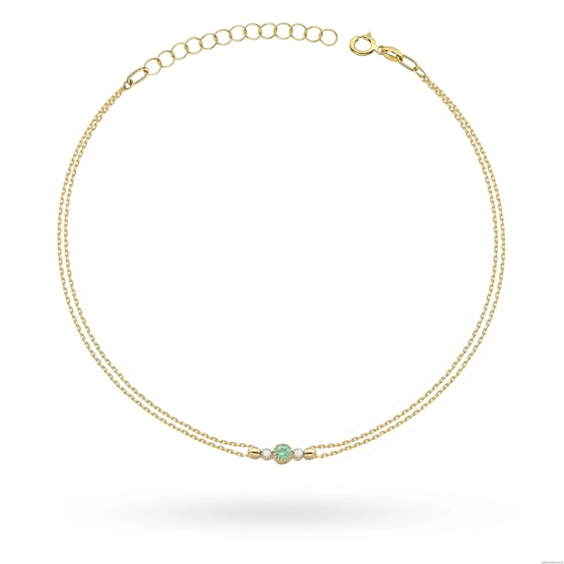 Bransoletka B005 Szmaragd 0,15ct żółte złoto