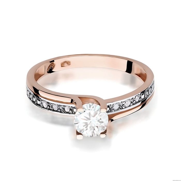 Pierścionek W106 Biały Szafir 0,50ct różowe złoto