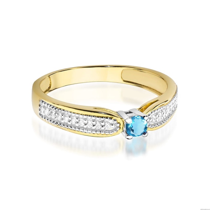Pierścionek W449 Topaz 0,15ct żółte złoto