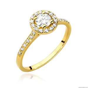 Pierścionek W551 Biały Szafir 0,60ct żółte złoto