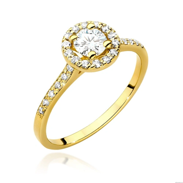 Pierścionek W551 Biały Szafir 0,60ct żółte złoto