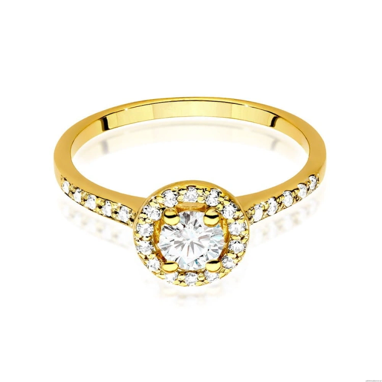 Pierścionek W551 Biały Szafir 0,60ct żółte złoto