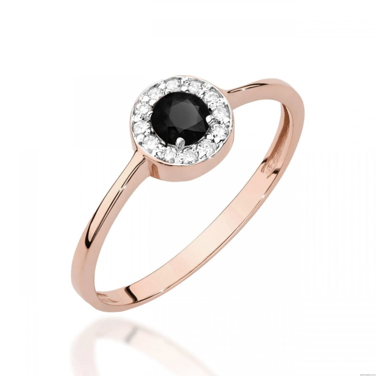 Pierścionek W0616 Czarny Diament 0,30ct różowe złoto