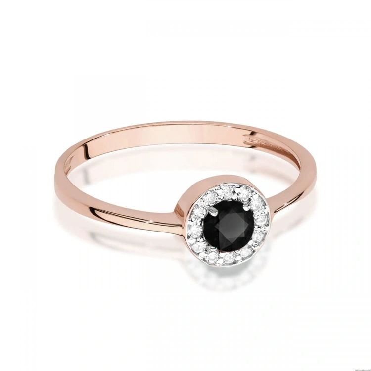 Pierścionek W0616 Czarny Diament 0,30ct różowe złoto