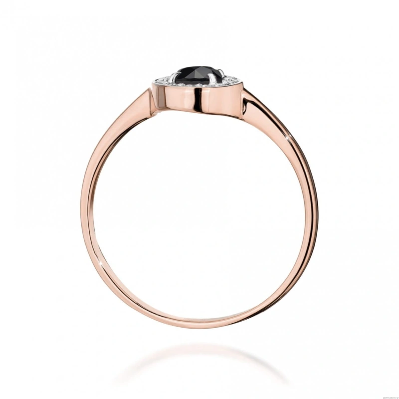 Pierścionek W0616 Czarny Diament 0,30ct różowe złoto