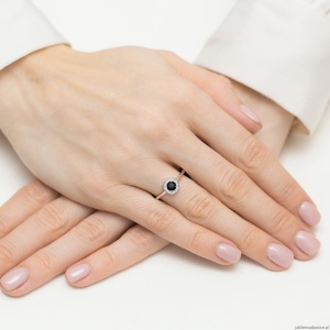 Pierścionek W0616 Czarny Diament 0,30ct różowe złoto