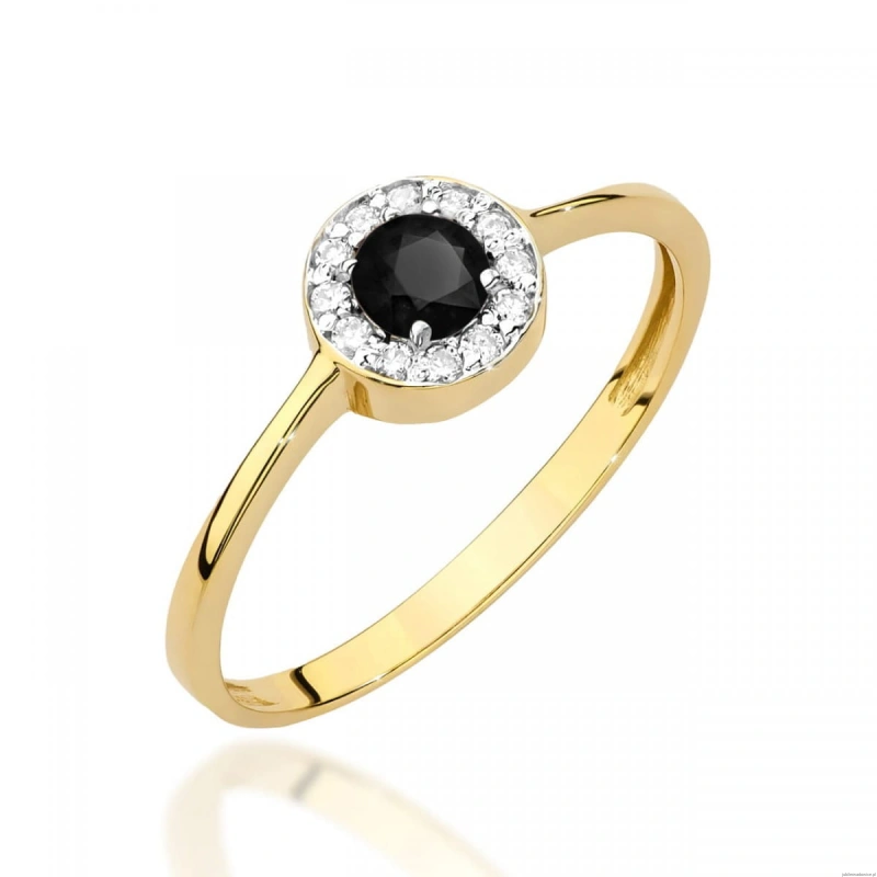 Pierścionek W0616 Czarny Diament 0,30ct żółte złoto