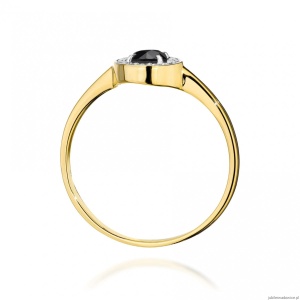 Pierścionek W0616 Czarny Diament 0,30ct żółte złoto