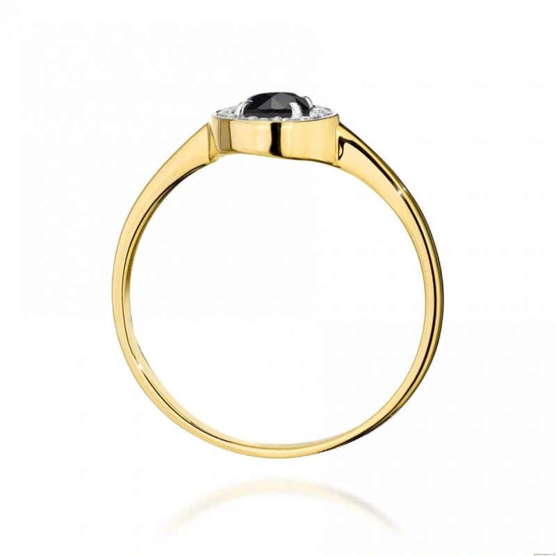 Pierścionek W0616 Czarny Diament 0,30ct żółte złoto