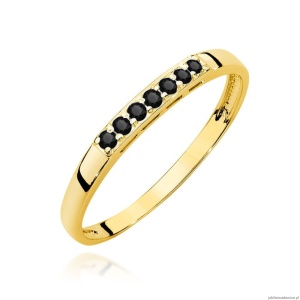 Pierścionek W0619 Czarny Diament 0,12ct żółte złoto