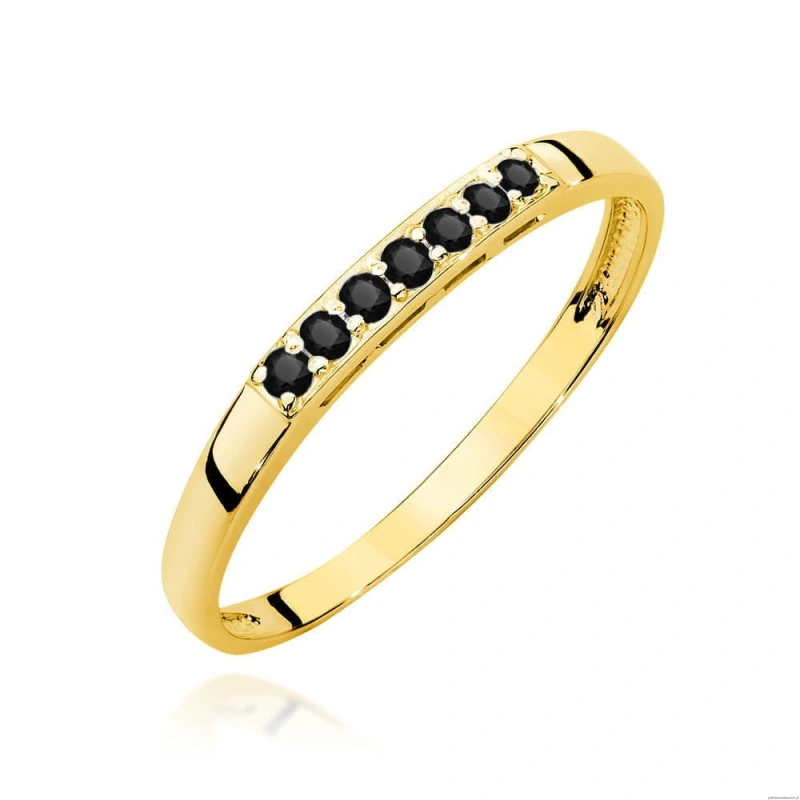 Pierścionek W0619 Czarny Diament 0,12ct żółte złoto