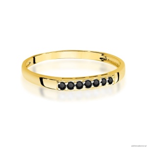 Pierścionek W0619 Czarny Diament 0,12ct żółte złoto