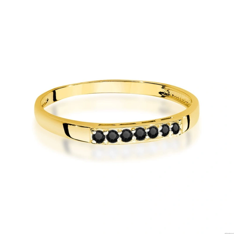 Pierścionek W0619 Czarny Diament 0,12ct żółte złoto