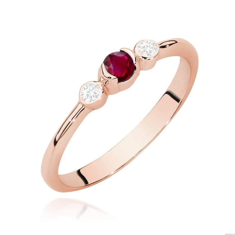 Pierścionek W0620 Rubin 0,15ct różowe złoto