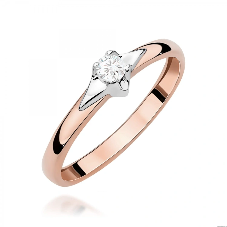 Pierścionek W0666 Diament różowe złoto