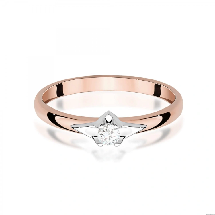 Pierścionek W0666 Diament różowe złoto