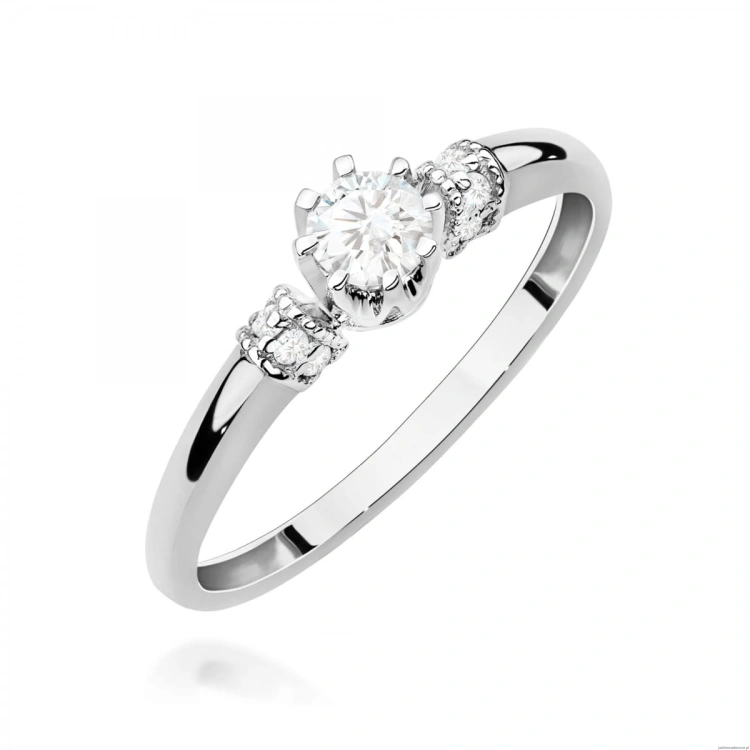 Pierścionek W0667 z diamentami białe złoto
