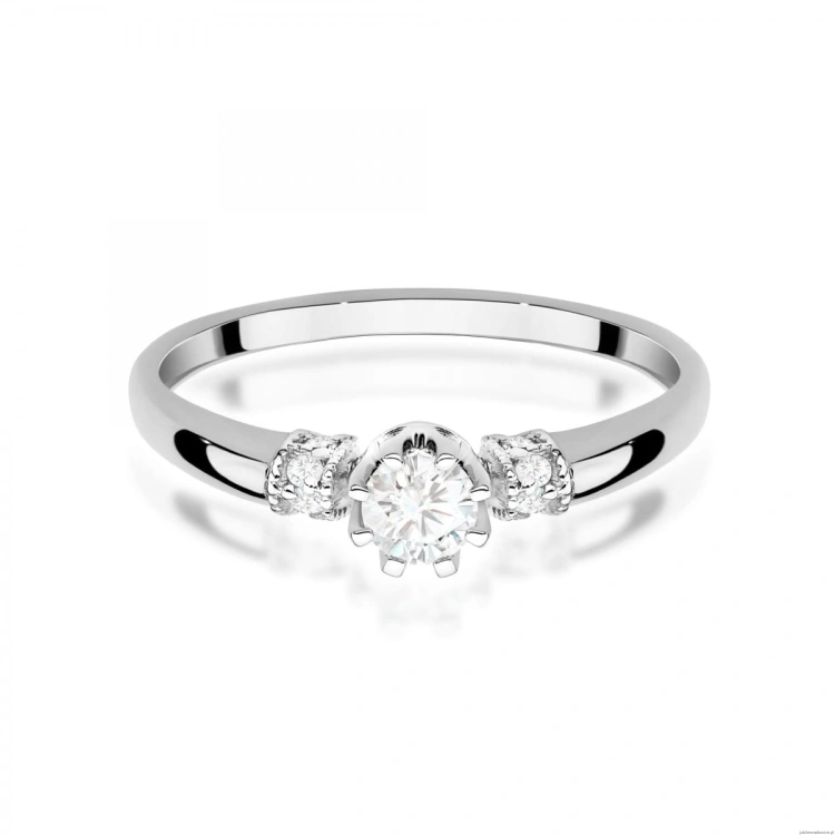 Pierścionek W0667 z diamentami białe złoto
