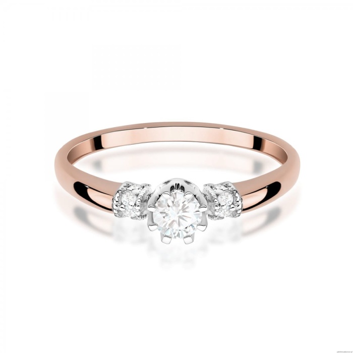 Pierścionek W0667 z diamentami różowe złoto