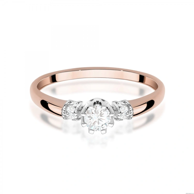 Pierścionek W0667 z diamentami różowe złoto