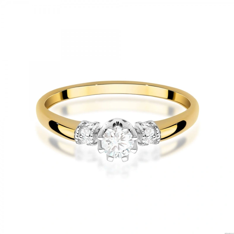 Pierścionek W0667 z diamentami żółte złoto