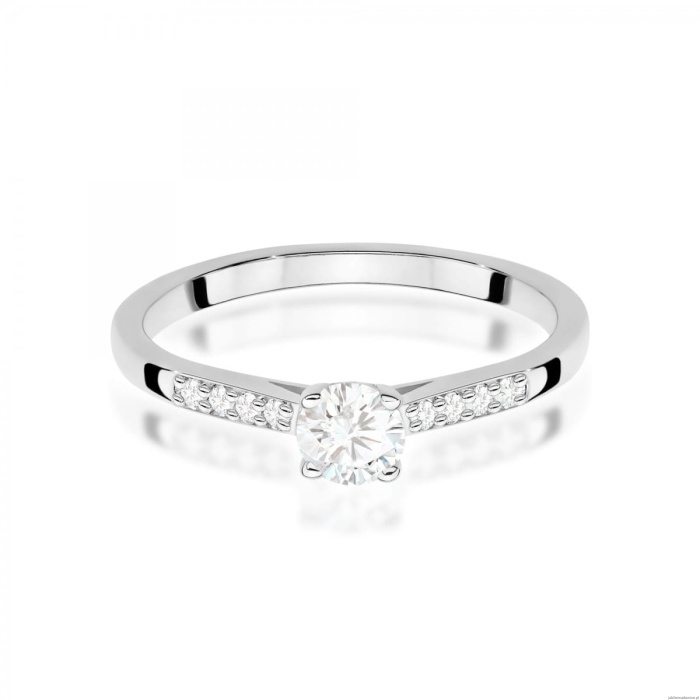 Pierścionek W0668 z diamentami białe złoto