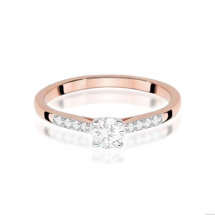 Pierścionek W0668 z diamentami różowe złoto