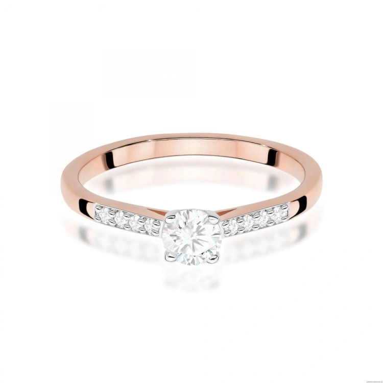 Pierścionek W0668 z diamentami różowe złoto