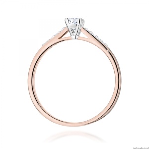 Pierścionek W0668 z diamentami różowe złoto