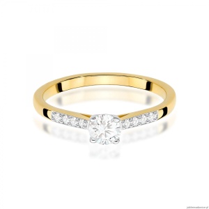 Pierścionek W0668 z diamentami żółte złoto