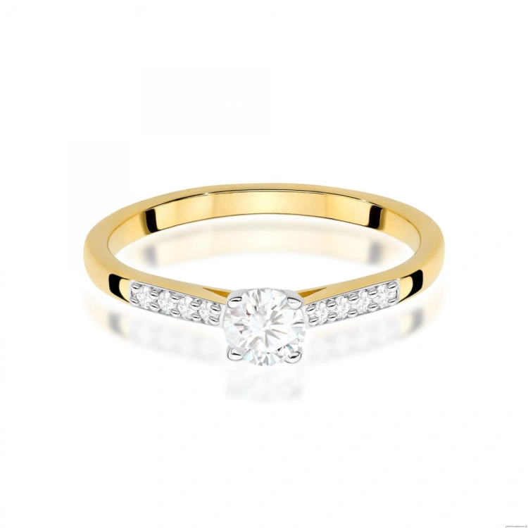 Pierścionek W0668 z diamentami żółte złoto
