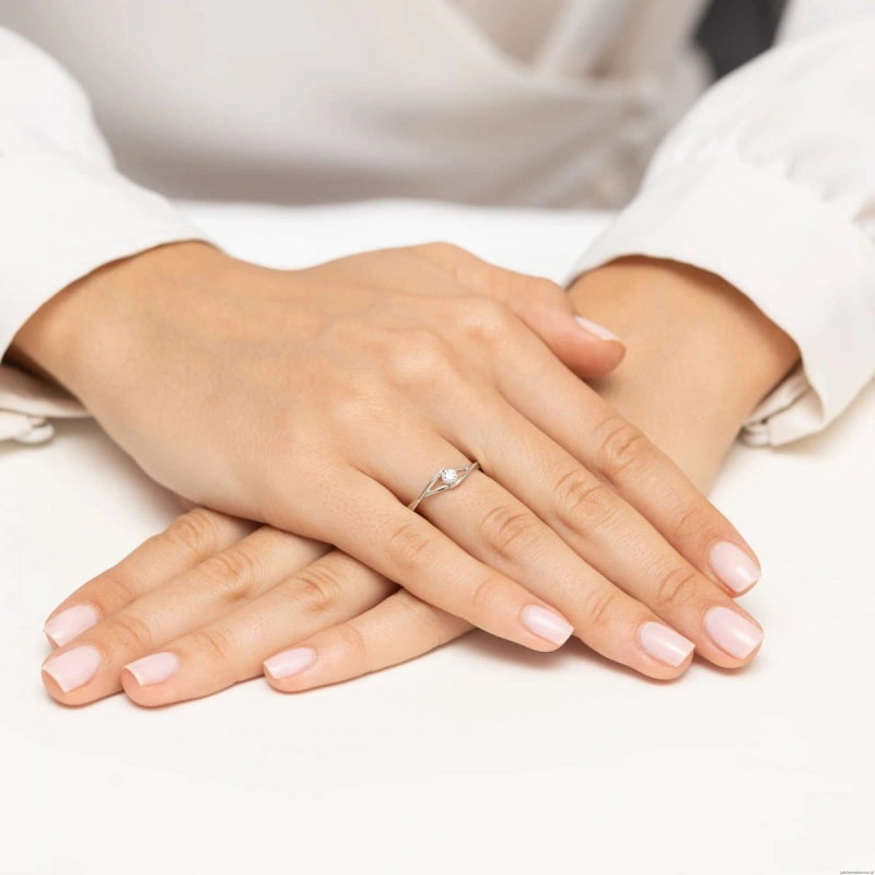 Pierścionek W0669 Diament białe złoto